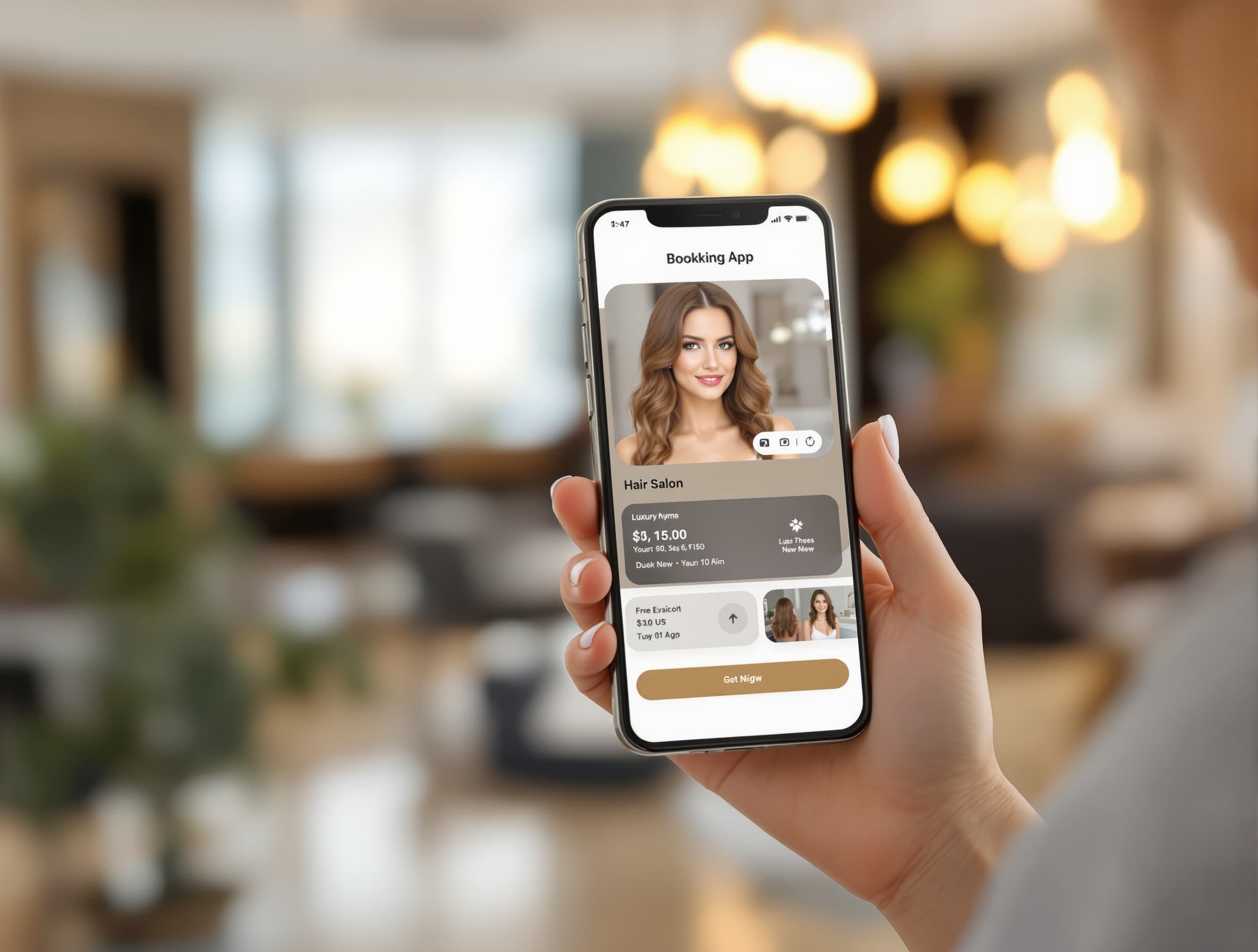 Smartphone showing the KBSalonBook booking page
